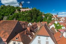 View on the Schlossberg in Graz