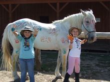 Native American horse painting, Goosewing Guest Ranch, Wyoming