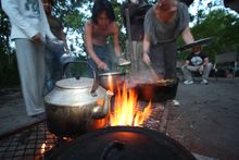 cooking up a feast. overland travel