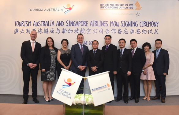 Tourism Australia has signed three new partnership agreements in China this week including one with Singapore Airlines to focus 