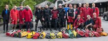 Divers and cavers prior to the historic discovery in the underground world, June 2015