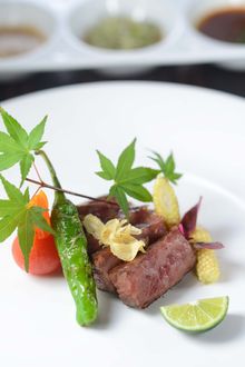 NOBU InterContinental Hong Kong Kong - Miyazaki Wagyu Beef - Sumi Yaki Wagyu Strip Steak with NOBU Signature Sauces
