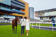 Qantas Wallaby, Quade Cooper and his partner, Laura Dundovic at Royal Randwick ahead of the Bledisloe Cup Festival Race Day