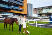 Qantas Wallaby, Quade Cooper and his partner, Laura Dundovic at Royal Randwick ahead of the Bledisloe Cup Festival Race Day