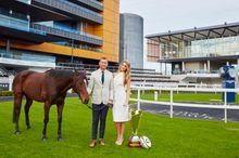 Qantas Wallaby, Quade Cooper and his partner, Laura Dundovic at Royal Randwick ahead of the Bledisloe Cup Festival Race Day