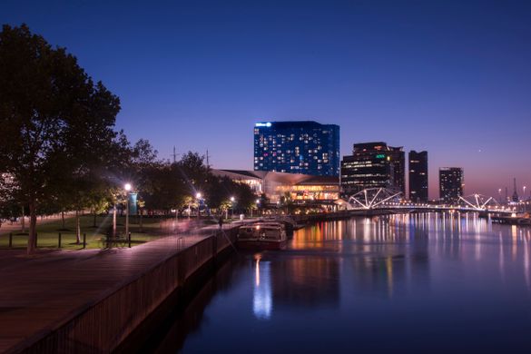 Hilton Melbourne South Wharf from the Yarra River Hilton Melbourne South Wharf from the Yarra River