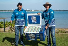 Million Dollar Fish_NT Chief Minister_Tourism Minister Adam Giles and campaign ambassador Matthew Hayden