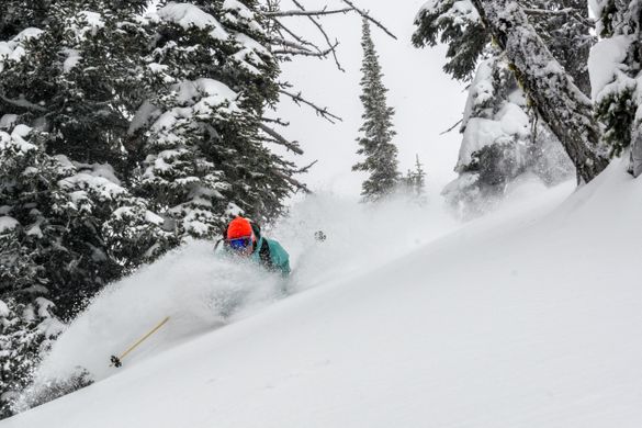 Skier Jonathan Hadley in the powder snow
