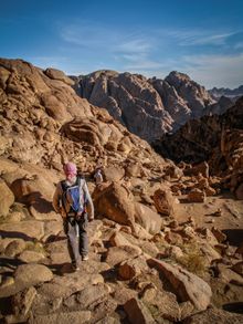 Pilgrims descend from Mount Sinai