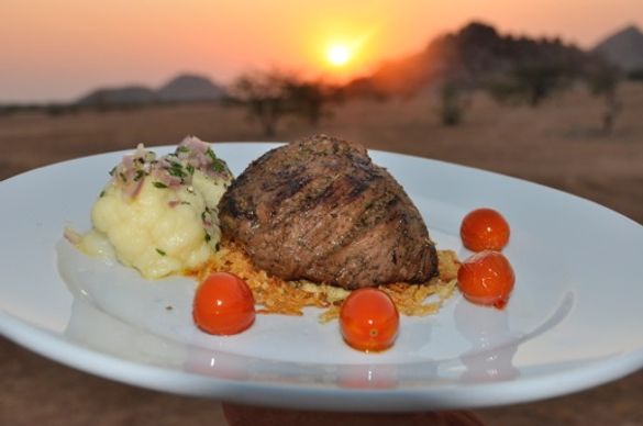 Beef fillet at sunset