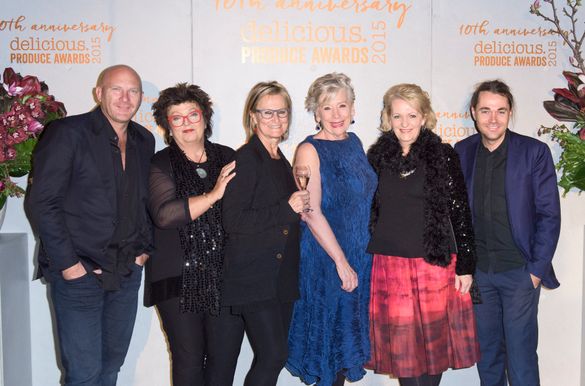 Matt Moran, Alla Wolf-Tasker, Christine Manfield, Maggie Beer, Valli Little and Shannon Bennett at the delicious Produce Awards 