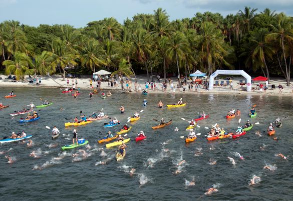 A portion of the field of 310 swimmers begin the Swim for Alligator Lighthouse Saturday, Sept. 20, 2014, in Islamorada, Fla. The A portion of the field of 310 swimmers begin the Swim for Alligator Lighthouse Saturday, Sept. 20, 2014, in Islamorada, Fla. The