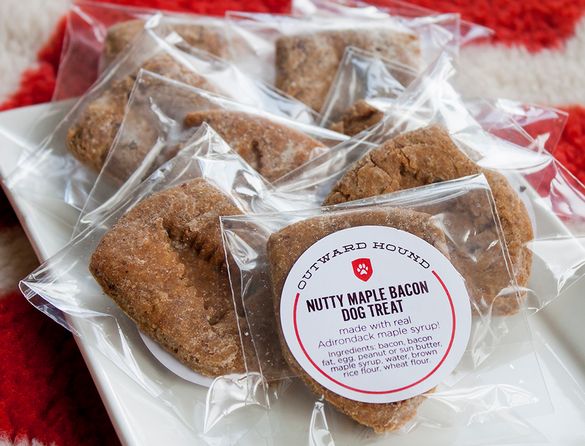 House made Nutty Maple Bacon Dog Treats