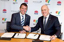NSW Premier Mike Baird with Christopher Luxon, Air New Zealand’s Chief Executive Officer in Auckland today to announce a new two