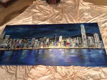 Jeannine Platz - View from InterContinental Hong Kong's Lobby Lounge - Fininshed painting