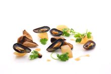 Poached Canadian Mussels in Chicken Broth
