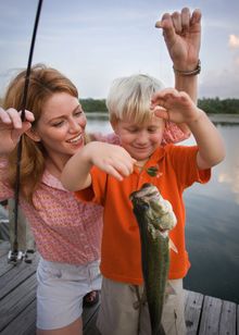 Mother and son fish in Southwest Louisiana