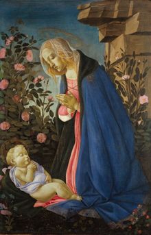 Sandro Botticelli, The Virgin adoring the sleeping Christ child, c1485, tempura and gold on canvas © Trustees of the National Ga