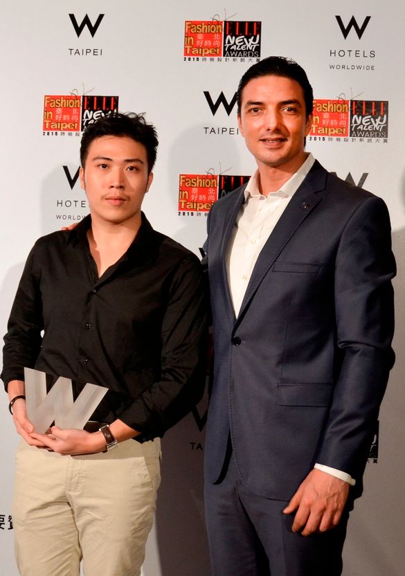 W Taipei 2015 Fashion Next Award winner - Fabrizio Wang (lift) and W Taipei Hotel Manager TJ Joulak (right)