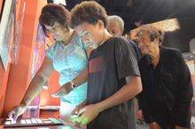 Stained glass helps tell stories in many in many Christian churches and this exhibit encourages families to tell their own stori