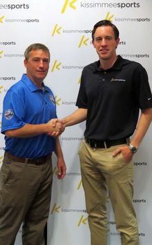 Tom Cole, president of NXL and John Pooole, Director of Sports Marketing and Development for Kissimmee Sports
