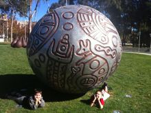 Boys with THANAKUPI Eran 2010 in the Australian gardens at the NGA