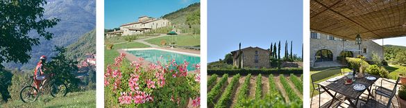 L to R: cycling the vineyards; Pretaccione; Vignale; Casa di Pesa