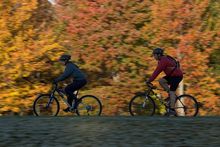 Cyclists enjoying Maine's fall foliage. Credit: Maine Office of Tourism