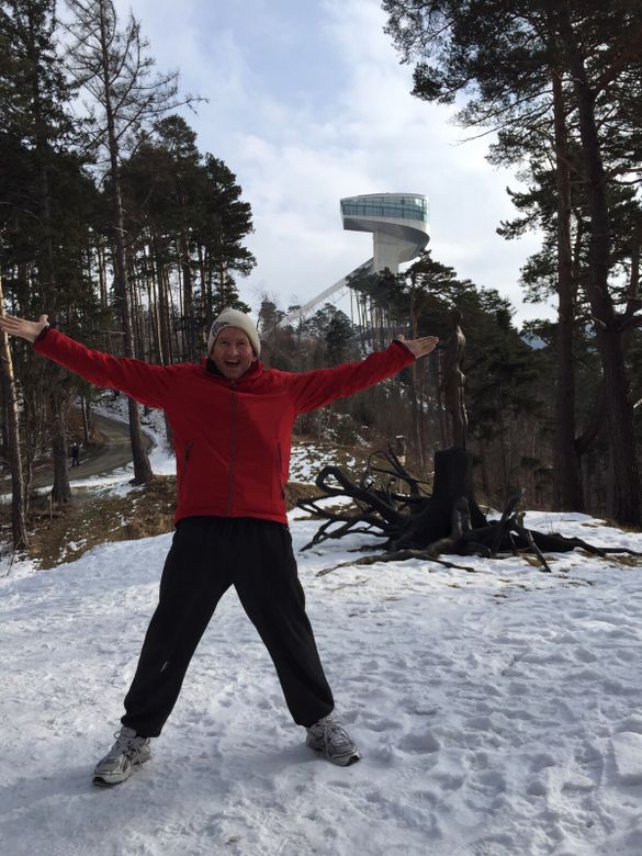 Eddie near a ski jump Eddie near a ski jump