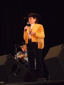 Rancher and poet Yvonne Hollenbeck performs at the 2015 National Cowboy Poetry Gathering in Elko.