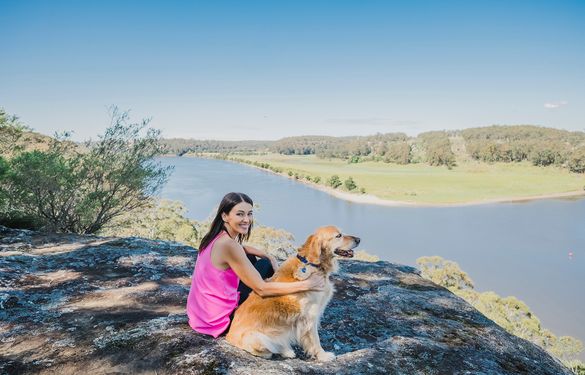 Dr Katrina Warren and Riley at The Grotto, Shoalhaven NSW