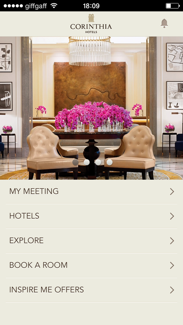 'Corinthia Hotels' MICE App on iPhone