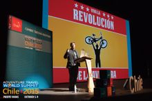 ATTA President Shannon Stowell gives opening remarks at the 2015 Adventure Travel World Summit in Puerto Varas, Chile