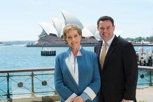 NSW Minister for Trade, Tourism and Major Events, Stuart Ayres welcomes Dame Julie Andrews to Sydney, Image: Destination NSW/Jam