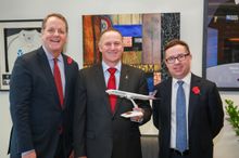 American Airlines CEO Doug Parker, New Zealand Prime Minister John Key, Qantas Group Chief Executive Officer Alan Joyce