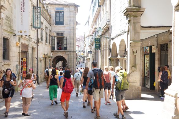 Pilgrims in Santiago de Compostela, Galicia, Camino de Santiago