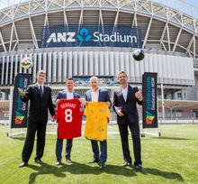 Alex Tobin, Jason Culina, Robbie Slater and David Zdrilic announce Liverpool Legends game in Sydney 