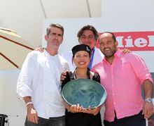 Jerolina Rankin with state judges (l-r) Shane Osborn (Arcane Restaurant, Hong Kong), Matt Preston (Judge/Host, Masterchef Austra