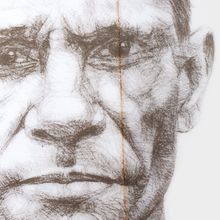 Vernon Ah Kee, cantchant (shield) 2015 (detail, reverse view), depicting the artist’s great-grandfather, George Sibley. National