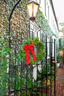 Wreaths Adorn Wrought Iron in Charleston