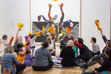 Family fun at the National Portrait Galley, Canberra.