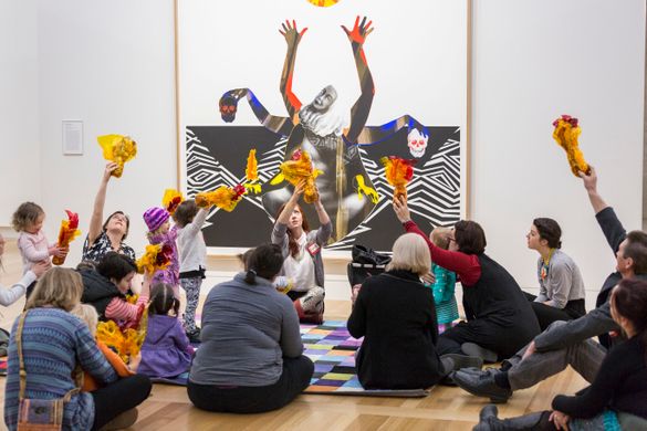 Family fun at the National Portrait Galley, Canberra.