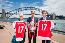 Destination NSW CEO Sandra Chipchase, Arsenal Chief Commercial Officer Vinai Venkatesham, NSW Minister for Trade, Tourism and Ma