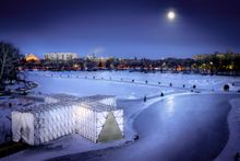 2015 RAW: almond, pop-up restaurant on the frozen river, at night