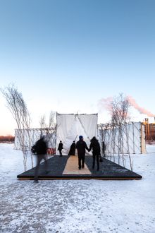 Entrance to RAW: almond 2015 on the river trail at The Forks