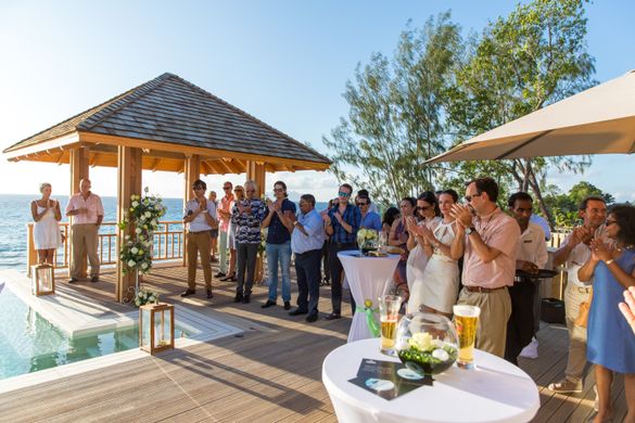 Guests at the Presidential Villa for the Opening Ceremony of Hilton Seychelles Northolme Resort & Spa's New Rooms