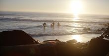 The early surfer catches the wave at Sean Scott’s local haunt, Burleigh Heads 