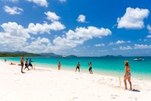 There's cricket and then there's beach cricket on Whitehaven Beach!