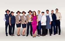 Designer Juli Grbac with Great Southern Rail staff showcasing the new uniforms
