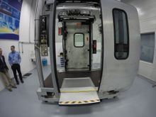 Prototype of a Brightline Train Door with the Gap Filler Extended